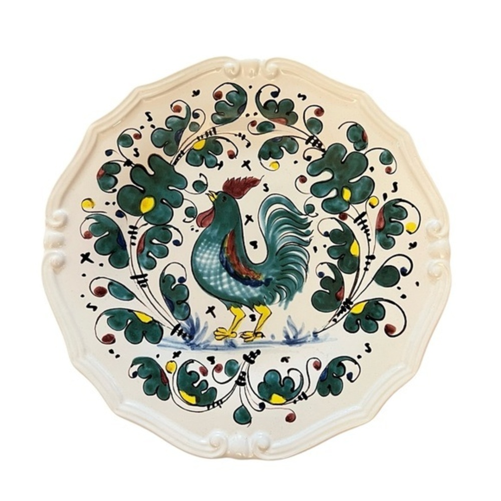 Vintage NOVA DERUTA Italy Hand Painted Large Galleto / Rooster Plate, 10.5”